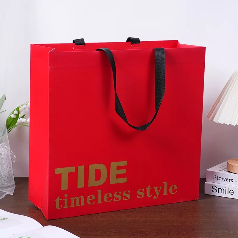 Saco de compras de papel reutilizável dobrável