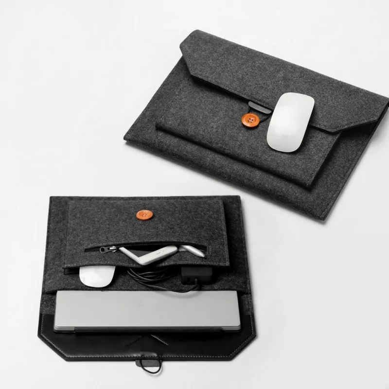 Bolsa protetora para laptop com envelope de feltro